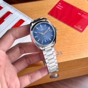 omega aqua terra 41mm edelstahl blau